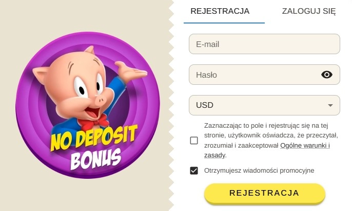 Aktualny formularz rejestracji lub logowania BeepBeep Casino